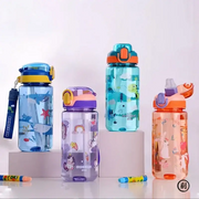 600ml Dinosaur Water Bottle For Kids Sippy Cup With Silicone Straw Leakproof Plastic Water Bottle Summer Kids Water Cup