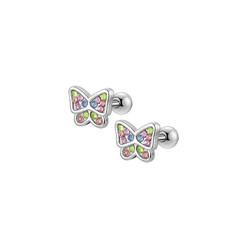 Six Pairs Hypoallergenic Screw Back Earrings For Women Girls 316L Stainless Steel CZ Stud Earrings Set 20G