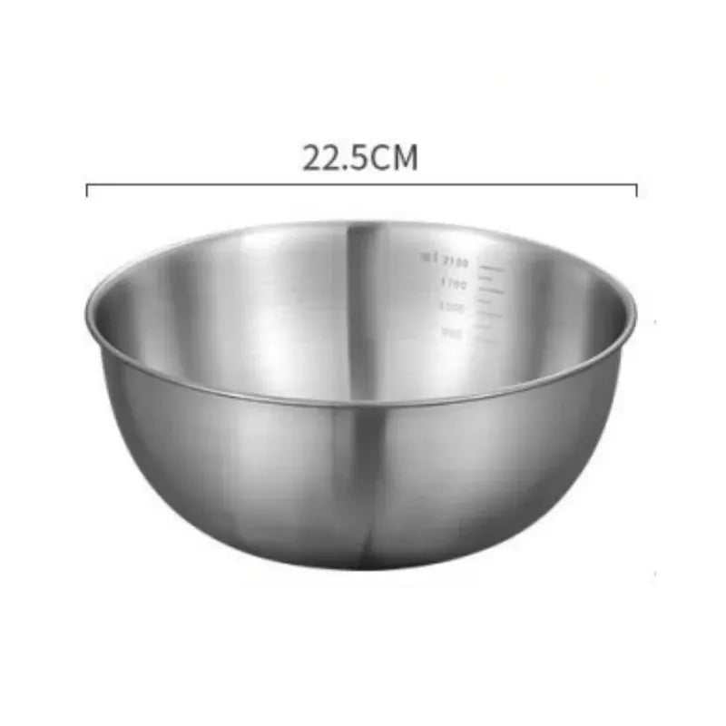 Stainless steel mixing bowl with internal measurement marks, 22.5 cm diameter, Simples Market