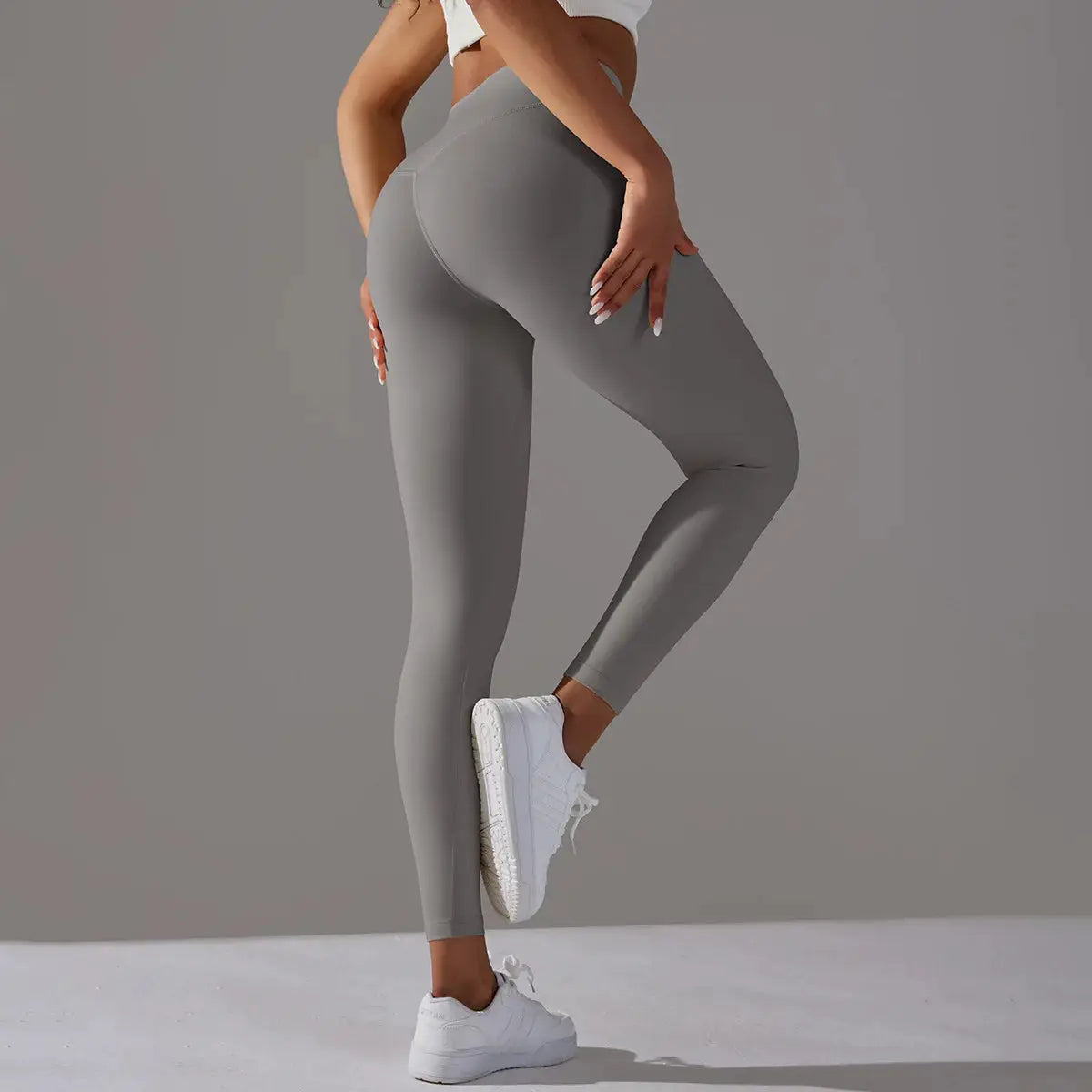 High Waist Naked Feeling Leggings gray athletic workout leggings for fitness and yoga