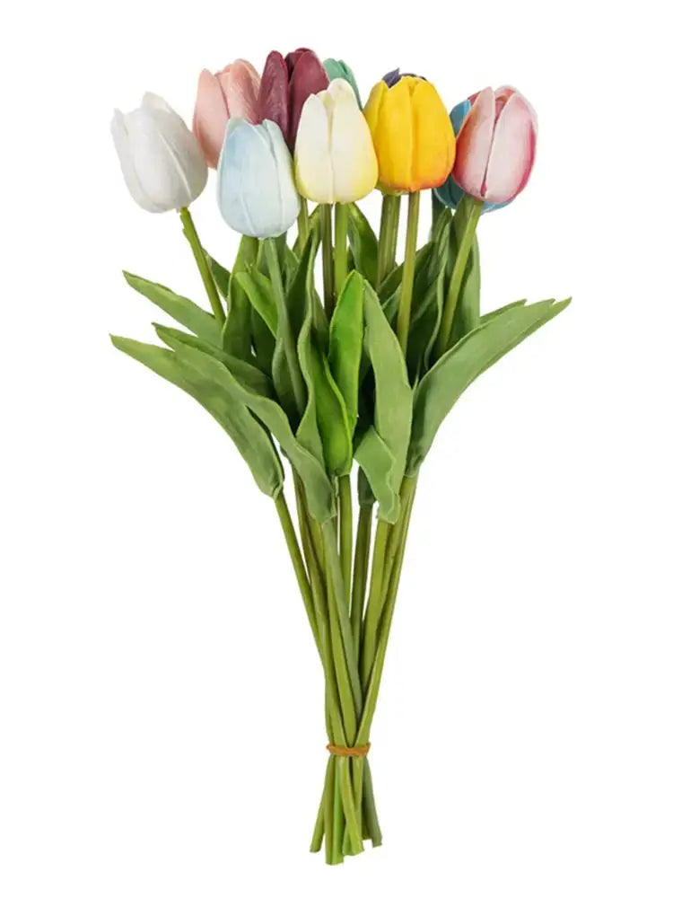 Real Touch Tulips And Roses Artificial Flowers Scrapbooking Vase Home Decor Wedding Garden Arch Garland 10 Or 30 Pieces