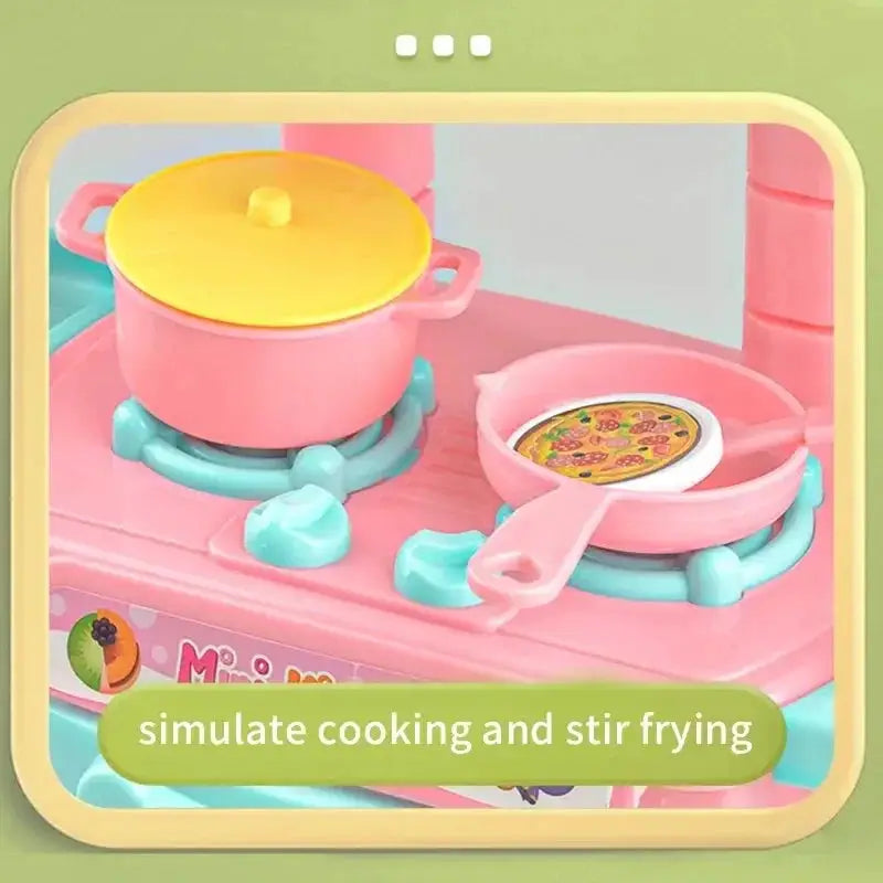 Mini Kitchen Counter Play Set Diy Simulated Cooking Toys With Food Tableware For Pretend Play Gift For Kids