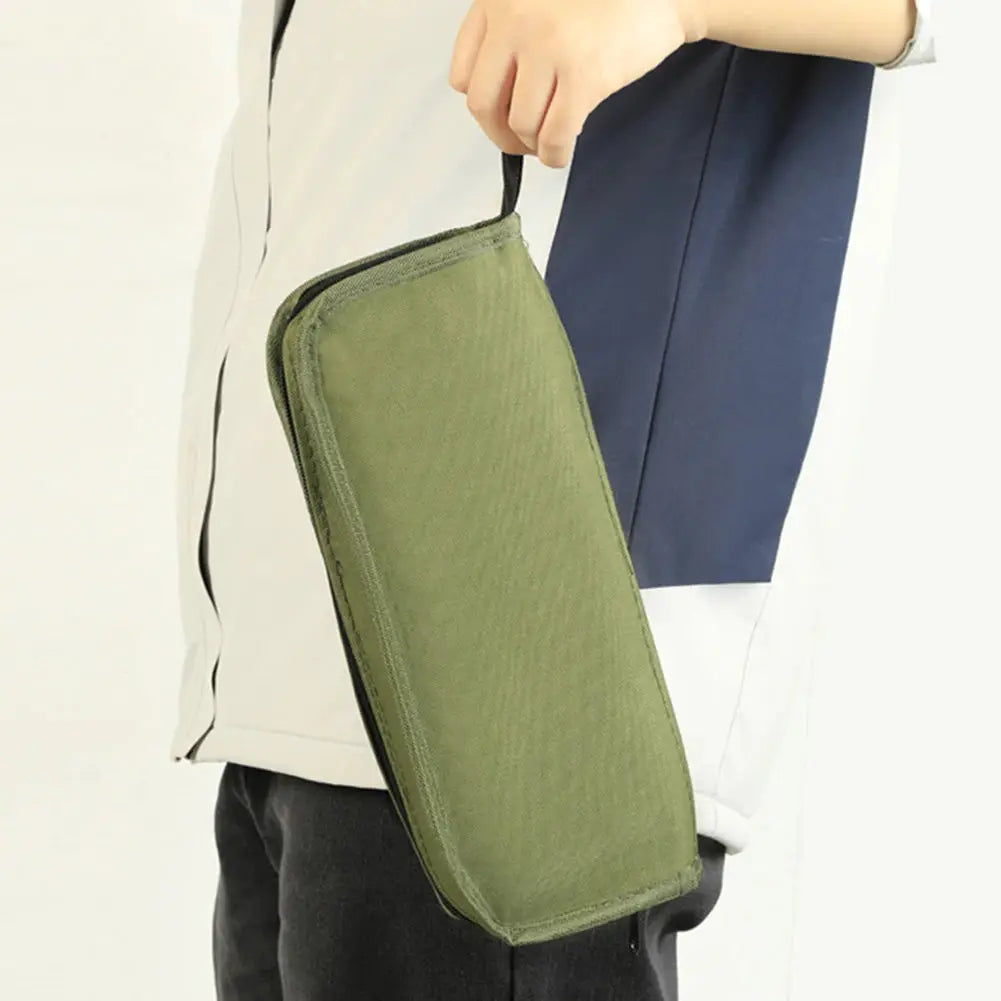 Folding stool olive-green, shoulder-bag style portable seat for outdoor camping, hiking and fishing trips