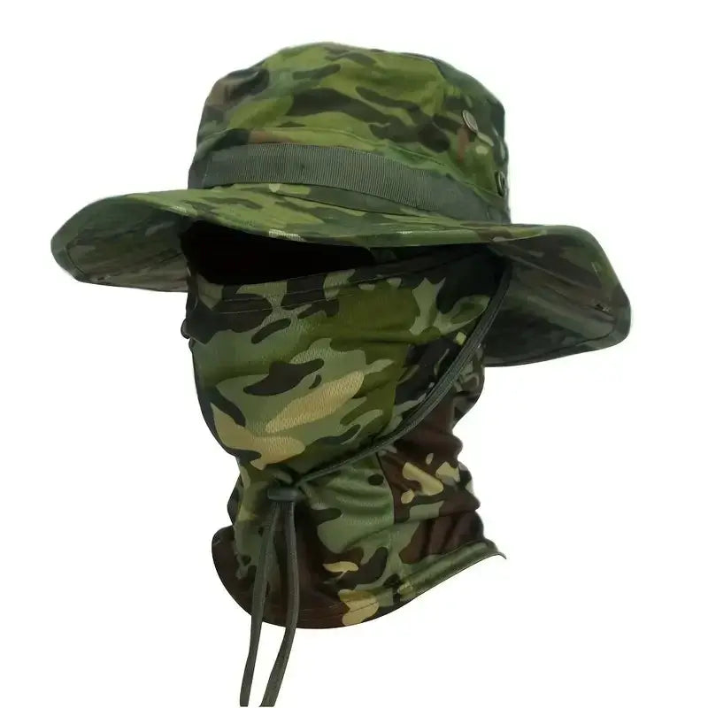 Camouflage Boonie Cap Balaclava Hat Set Foldable Soft Brim Sun Protection For Outdoor Hunting And Fishing