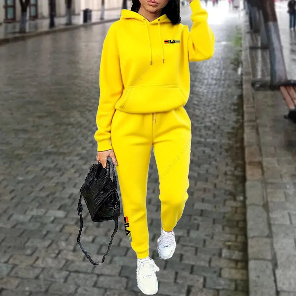 NovaFlex Womens Winter Fleece Tracksuit Two Piece Hoodie And Trousers Set Warmth And Stretchy Comfort For Streetwear