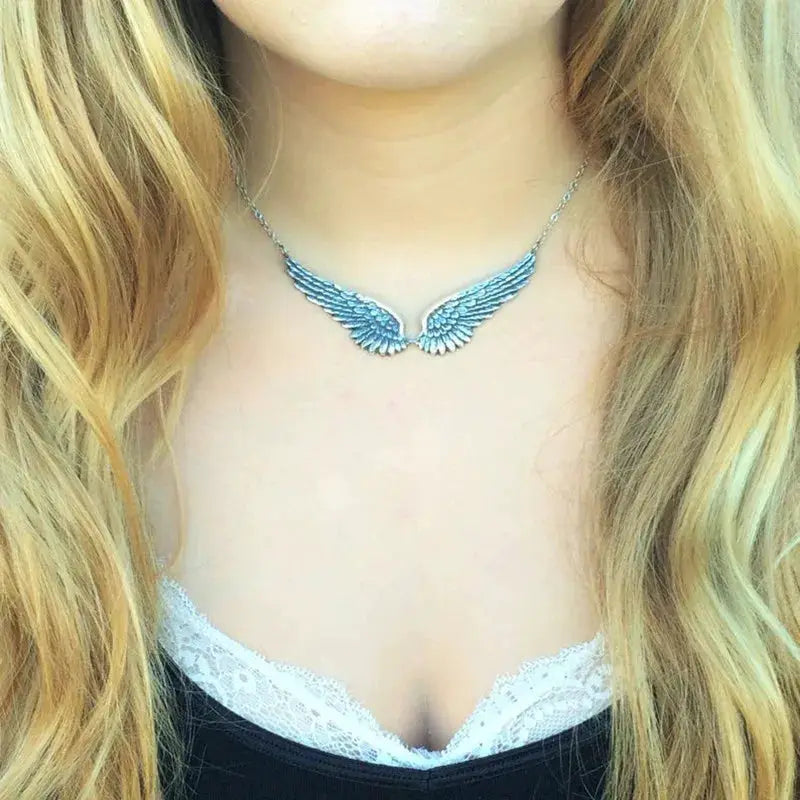 Vintage Angel Wings Feather Choker Necklace With Large Pendant Aesthetic Link Chain For Women Wedding