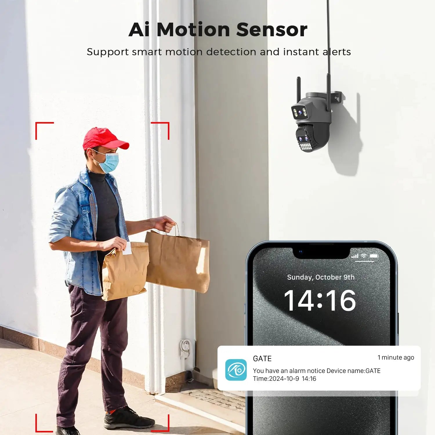 BESDER 15MP WiFi outdoor CCTV camera, black PTZ with 10x digital zoom by Simples Market