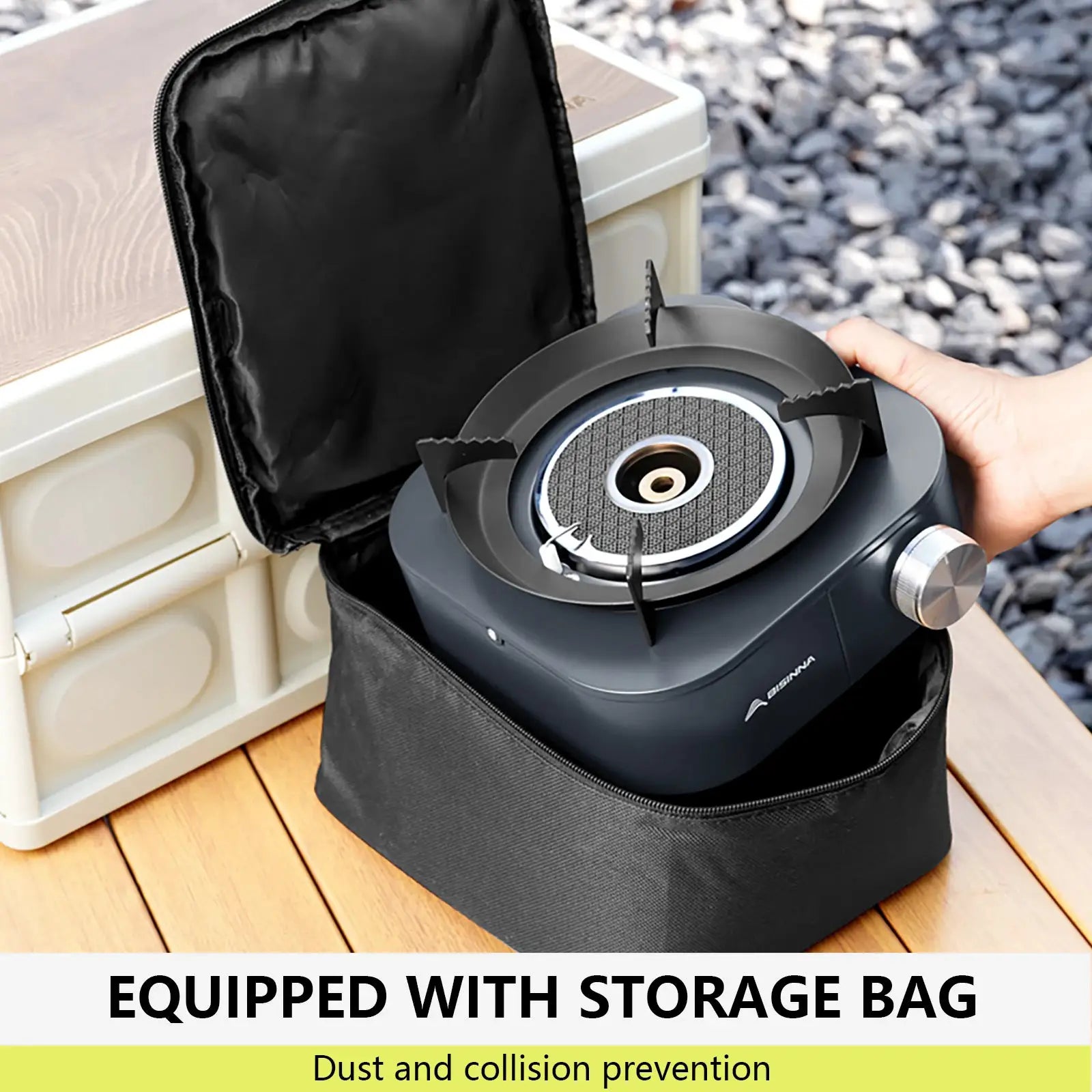 BISINNA 4000W portable infrared stove; black compact gas burner in storage bag by Simples Market