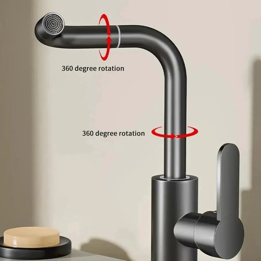 Simples Market 360° rotating faucet for kitchens and bathrooms, matte black with lever handle