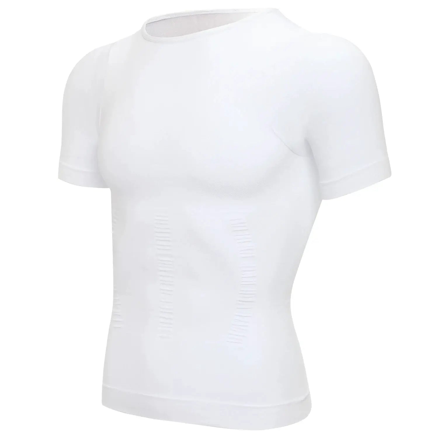 Men's short-sleeve compression T-shirt shapewear with tummy control, white, Simples Market