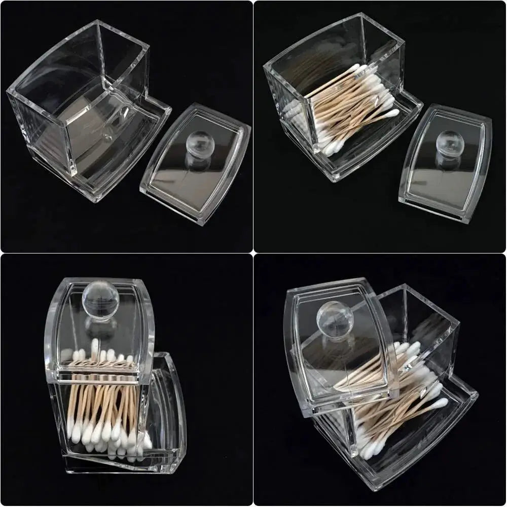 Acrylic Cotton Swab Ball Storage Box With Lid Large Capacity For Bathroom Transparent Container Jar Dispenser