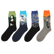 Van Gogh Mural Inspired Retro Men Socks 1 Pair Autumn Winter World Famous Oil Painting Series Funny Socks