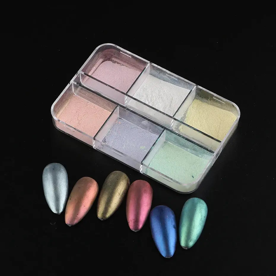 Moonlight Mirror Nails Powder Metallic Chrome Effect Pigments For Iridescent Aurora Shine