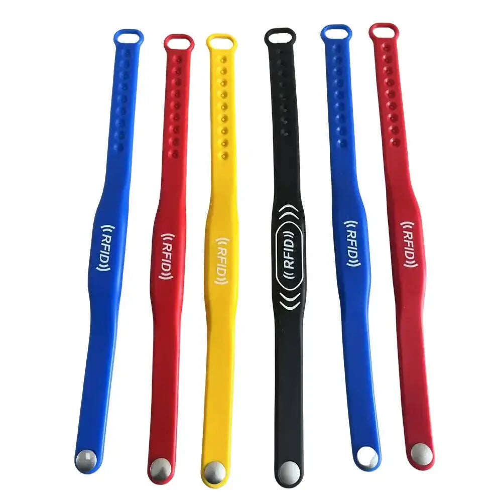 RFID keyfob tags six-pack in blue, red, yellow, black, blue, red