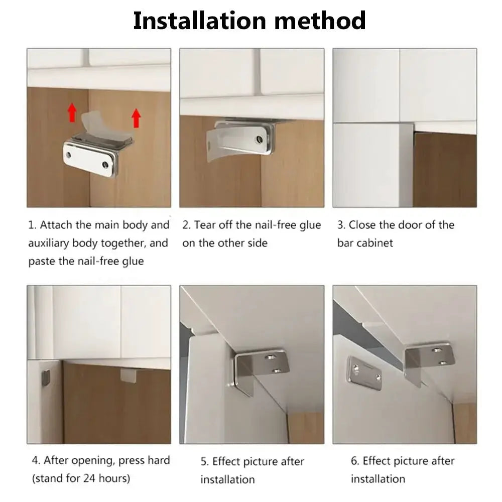 Simples Market L-Type magnetic cabinet door closer in silver metal for wardrobe cabinets