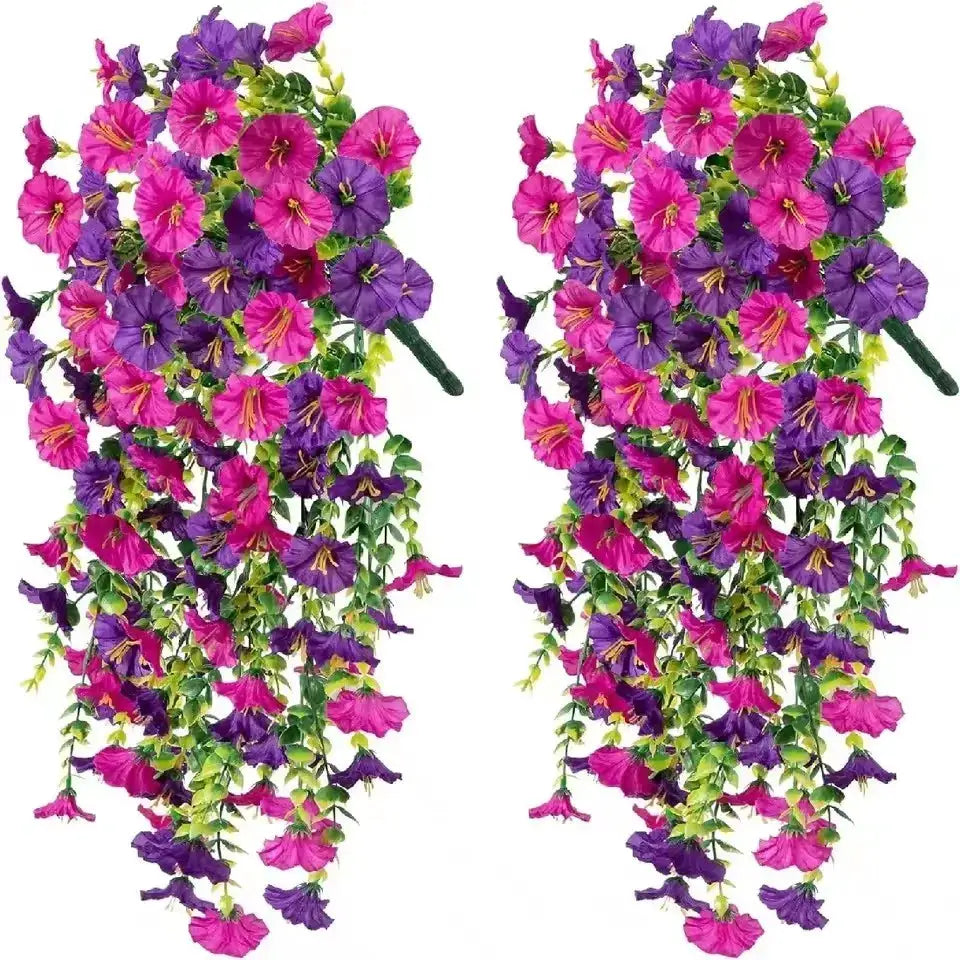 UV Resistant Artificial Morning Glory And Eucalyptus Hanging Decor For Home Garden Weddings Outdoor Use