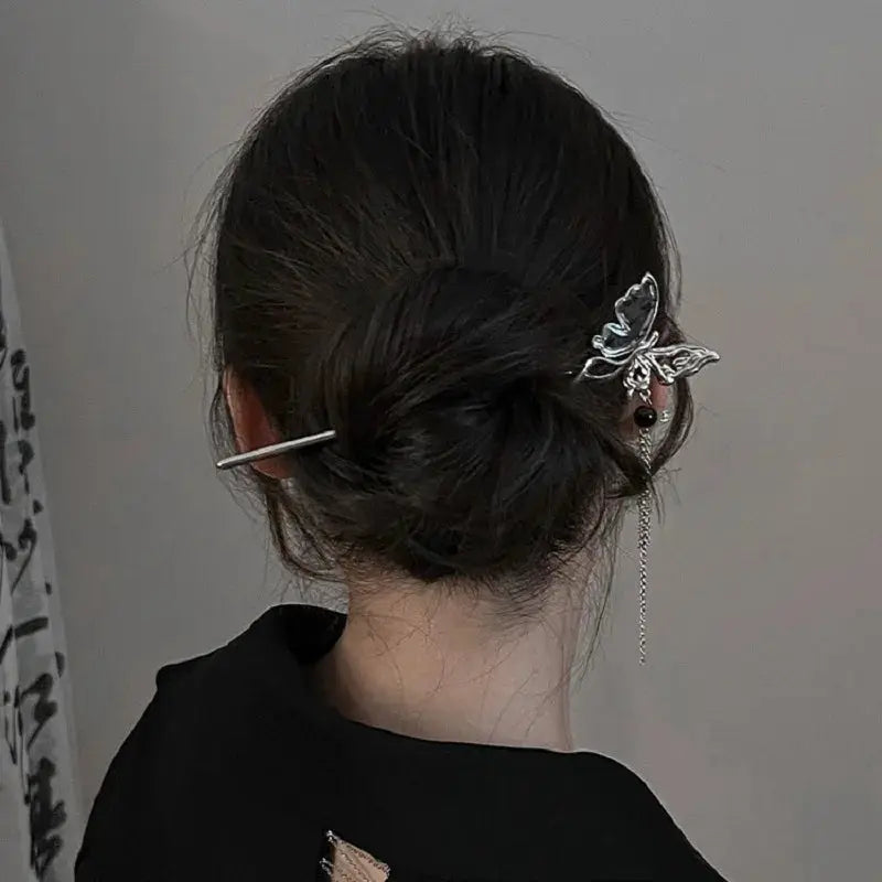 2026 Chinese Style Butterfly Flower Tassel Hair Stick For Women Vintage Metal Hanfu Chopstick Hair Accessories