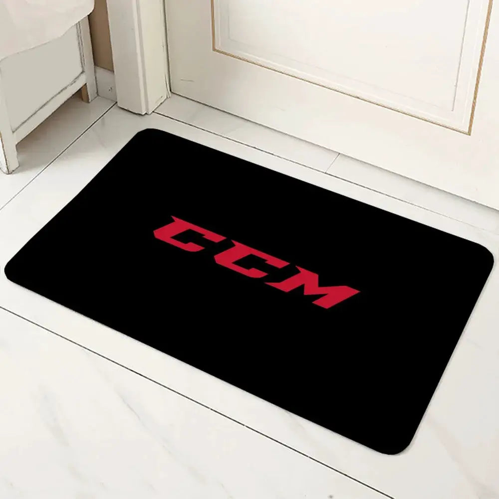CCM Retro Ice Hockey Logo Non Slip Microfiber Doormat All Season Durable Washable Floor Mat For Entrance Bath Kitchen