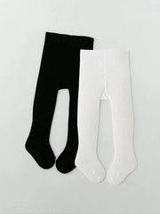 Infant Knitted Tights 1 Pair Traceable Cotton Leggings For Baby Girls 0 To 36 Months White Black