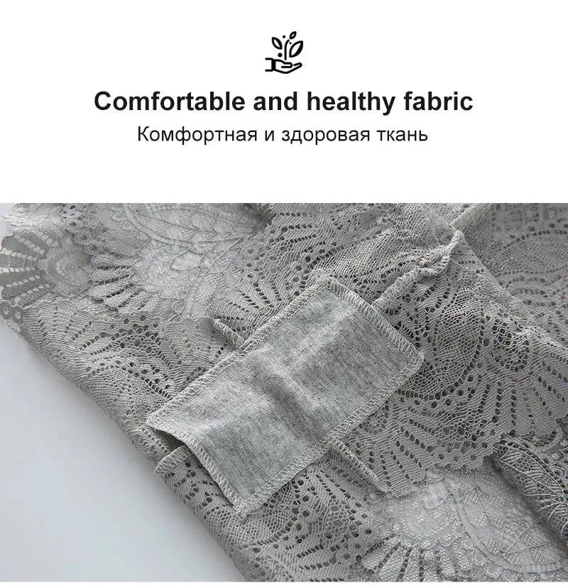 Simples Market lace panties for women, mid-rise seamless underwear, gray breathable fabric for summer