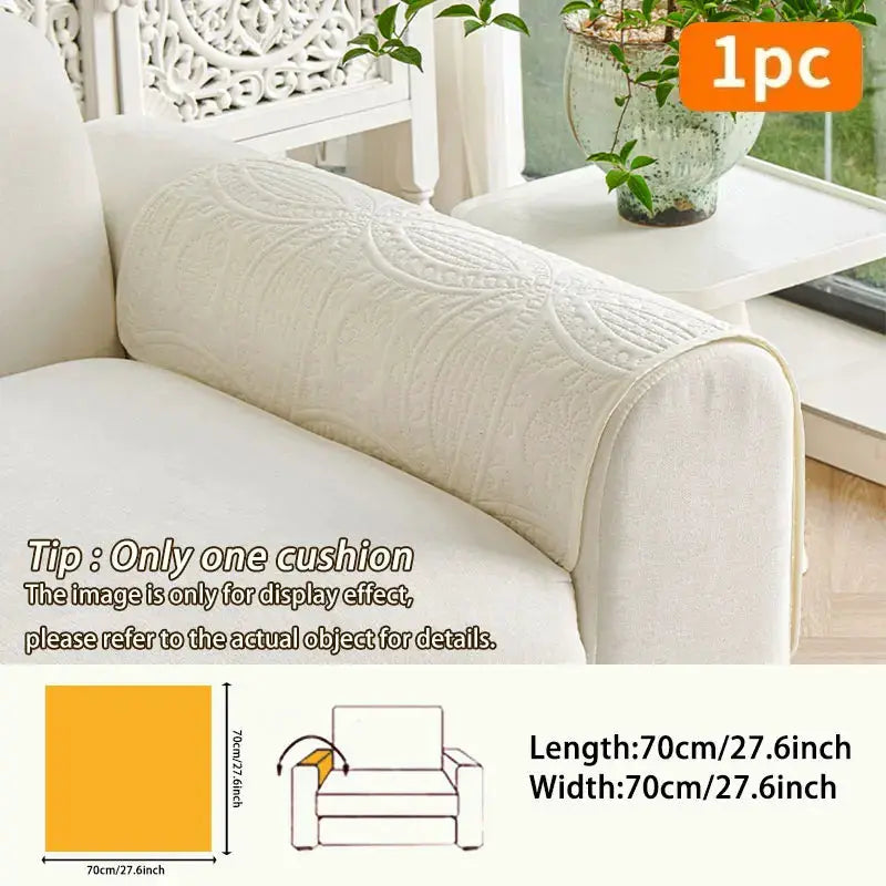 Sofa cushion 1pc Simples Market, cream embossed fabric, anti-slip, 70x70 cm.