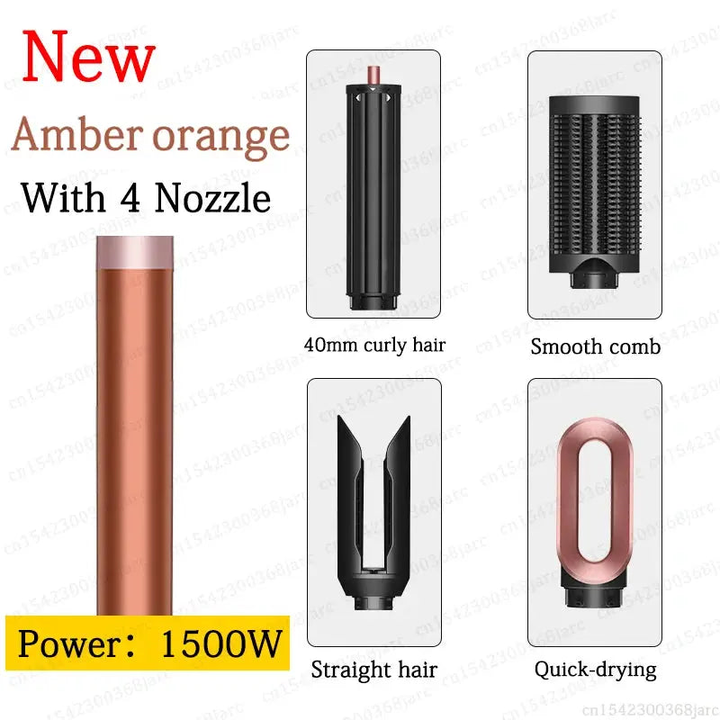 SenCiciMen X9 multi hair styler in amber with 4 attachments: 40mm curl, straight hair, smooth comb, diffuser