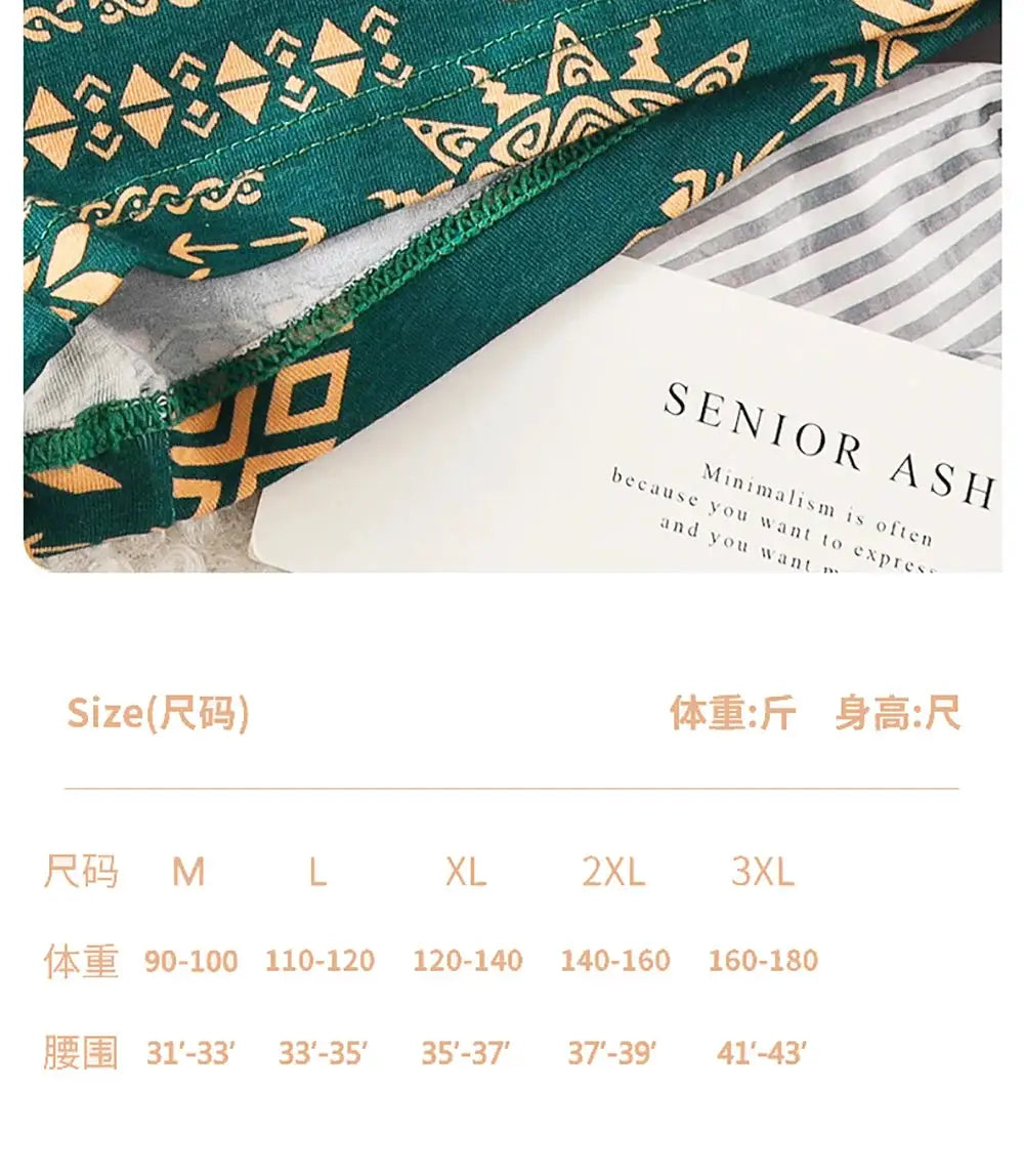 3-pack women's panties, 100% cotton with a vintage green geometric print and a high-elastic waistband