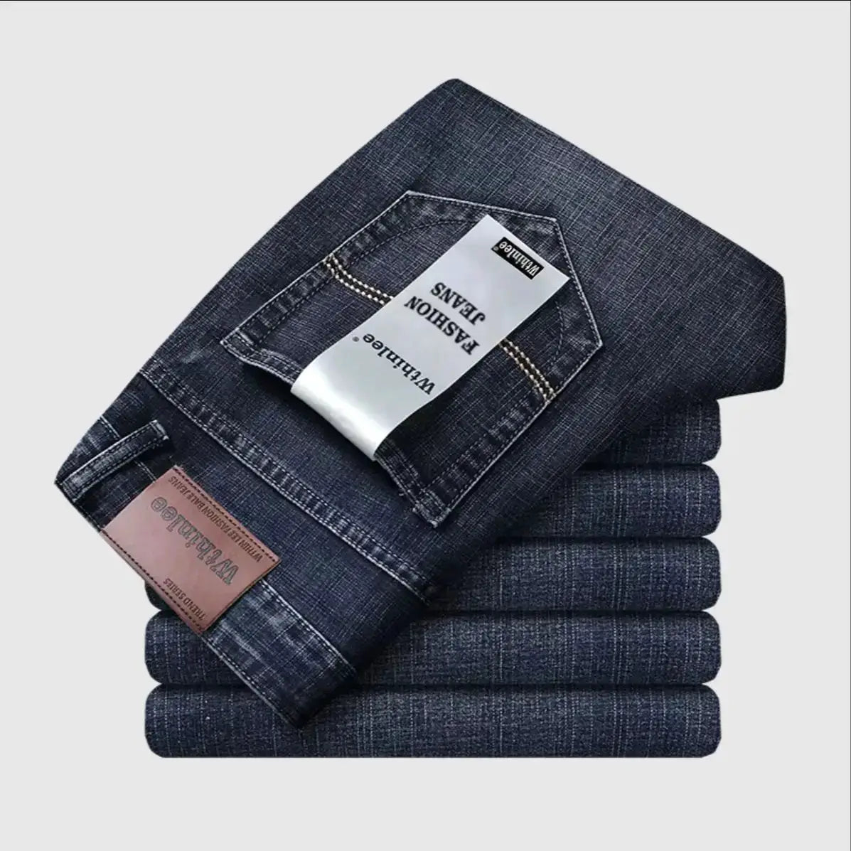 Men's dark blue denim jeans, straight stretch fit, Simples Market