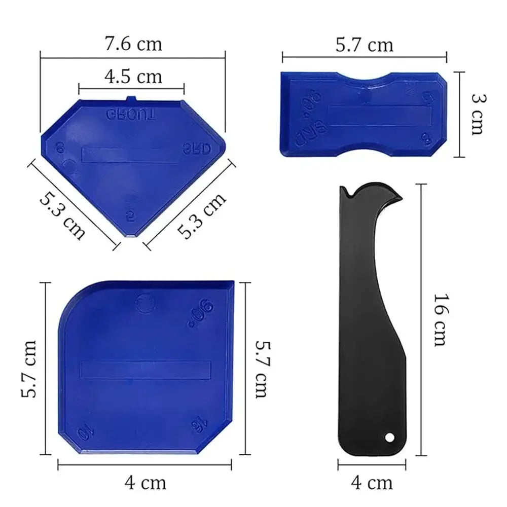 5-In-1 Silicone Scraper Squeegee Glue Remover Knife Caulking Tool Kit For Grout Crack Repair