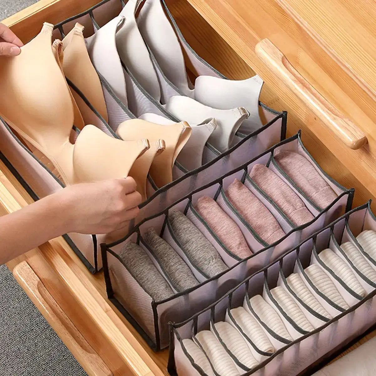 Foldable Closet Drawer Organizer For Socks And Underwear 7 9 11 Grid Storage Box Jeans Bra Organizer