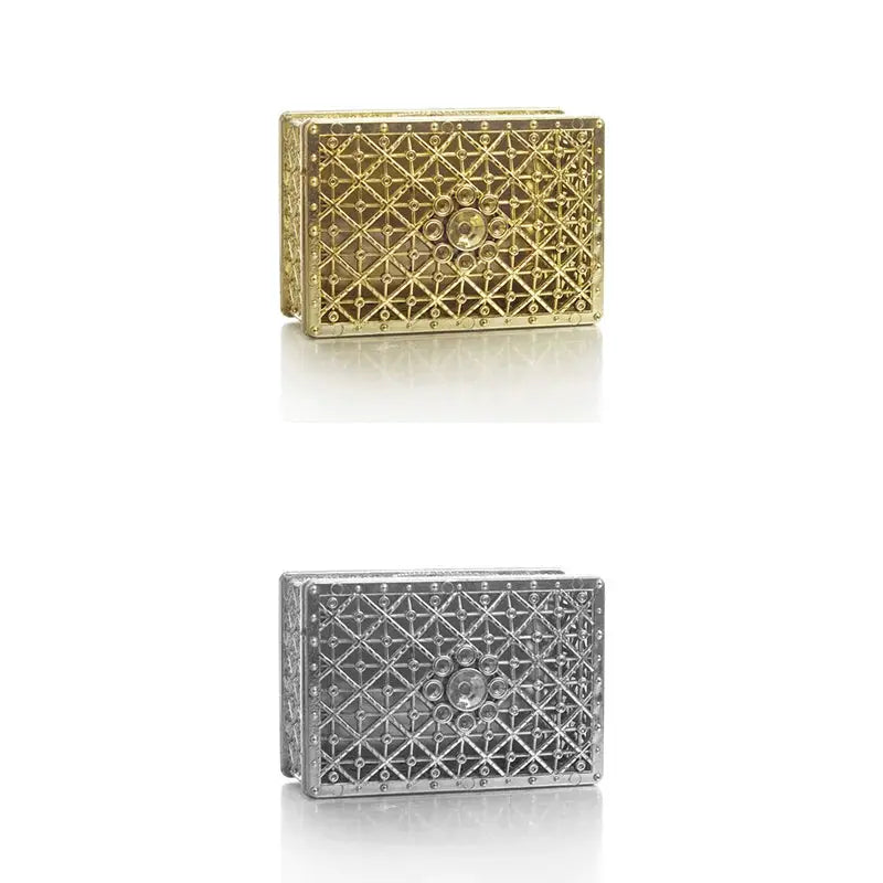 2 Pcs Mini Treasure Storage Jewelry Boxes Silver Color Hollow Flower Pattern Case For Necklace Earrings Ring