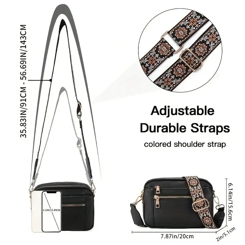Simples Market retro fashion women's small square crossbody bags with adjustable floral shoulder strap (set of 2)