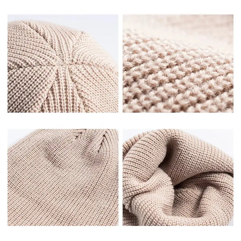Rimiut Unisex Knitted Beanie Hat Wool Winter Cap Warm Solid Color Fashionable Autumn Men Women