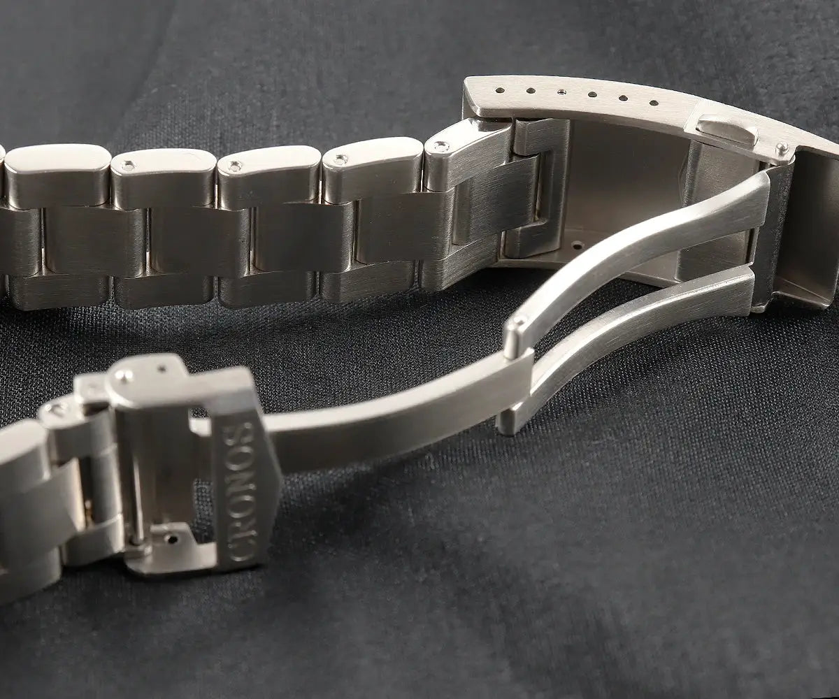 Cronos automatic diver watch with stainless steel bracelet and deployment clasp