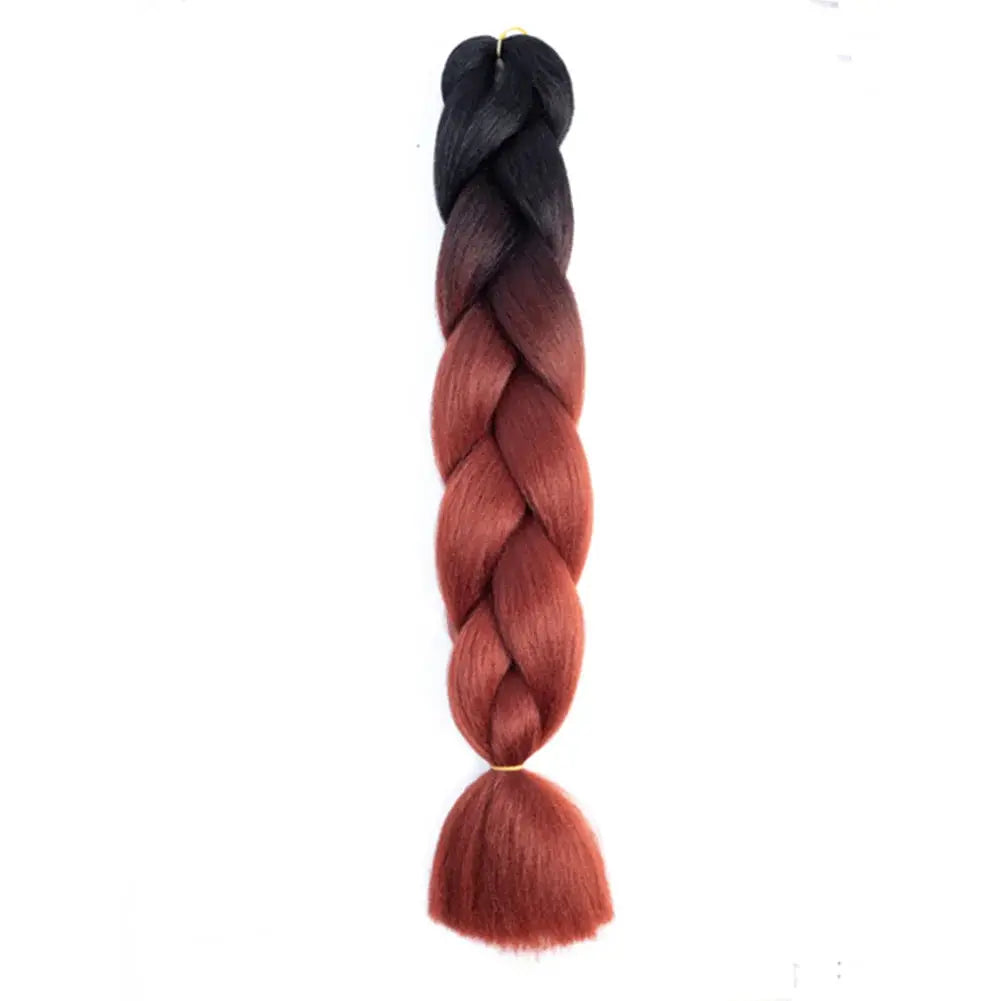 24in DIY jumbo braiding hair in black-to-red Afro ombre, synthetic crochet braid extension