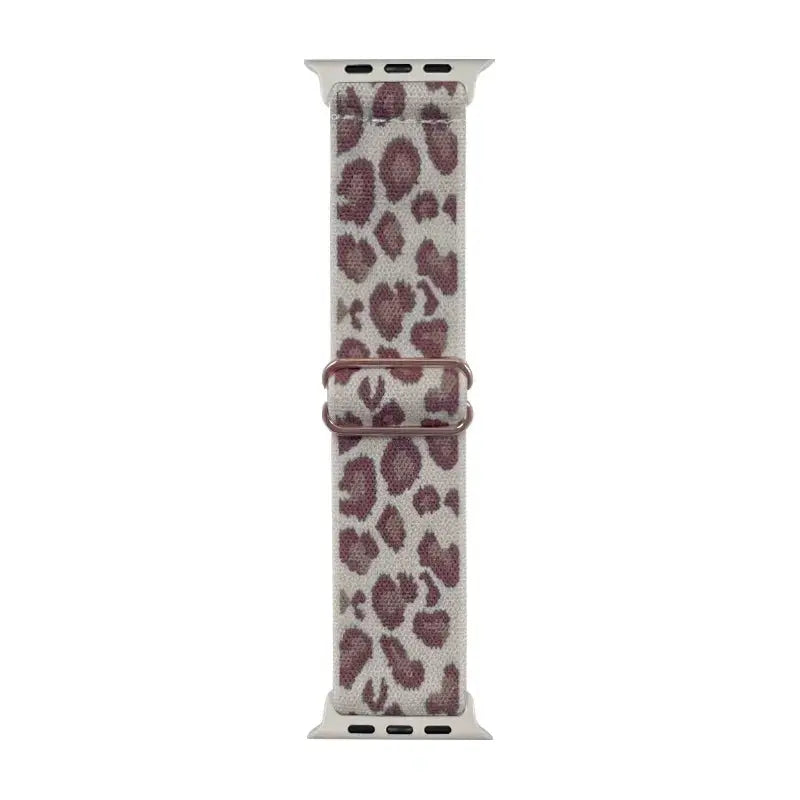 Fashion Leopard Print Nylon Adjustable Strap For Iwatch Band 42mm 46mm 49 45 44 42 41 40 38 For Iwatch Series Ultra 10 9 8 7 SE