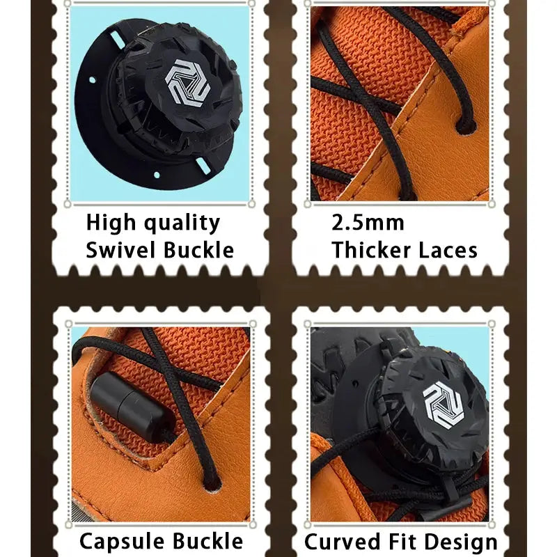 Fashion swivel-buckle shoelaces for sneakers; no-tie auto laces with 2.5mm thick laces, curved fit for kids and adults