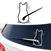 Cat car sticker decal for rear window; white silhouette with whiskers.