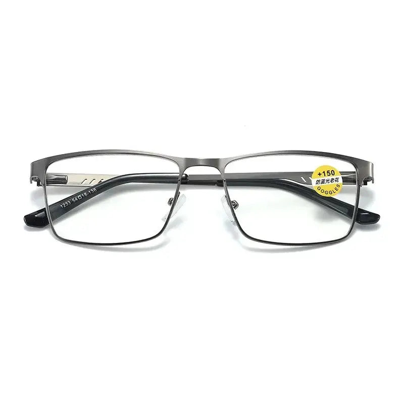 OptiGuard Men Reading Glasses With Blue Light Blocking Alloy Frame For Presbyopia And Screen Time Comfort