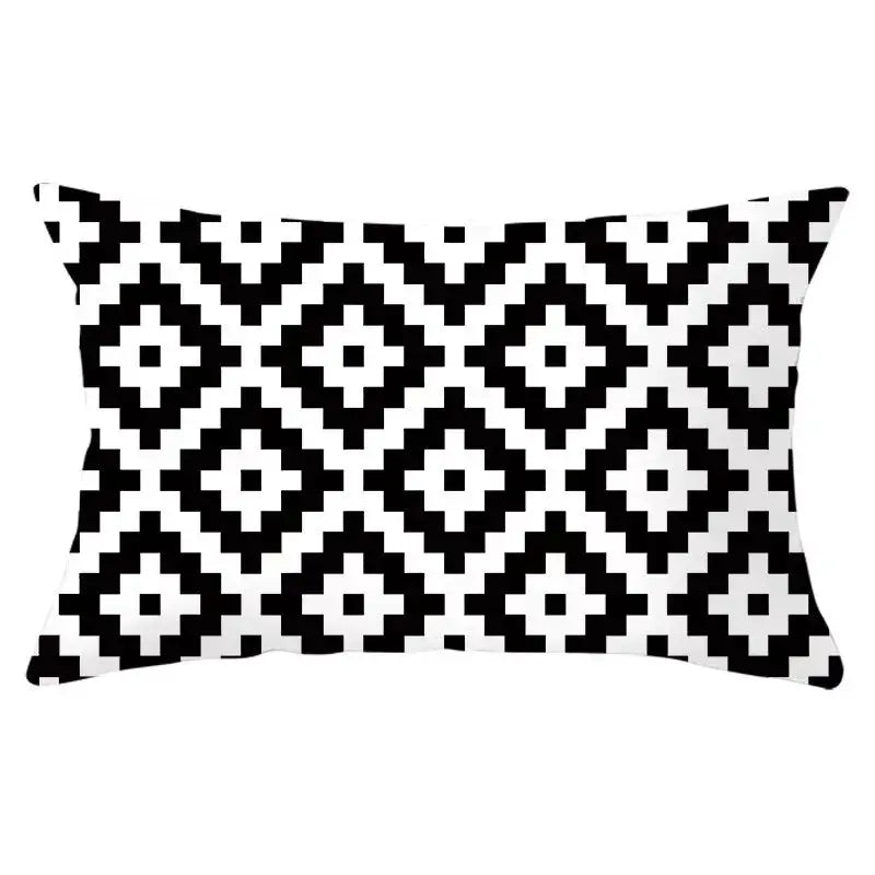 Simples Market rectangular pillowcase, 30x50 cm, black and white geometric pattern, polyester decorative cushion cover.
