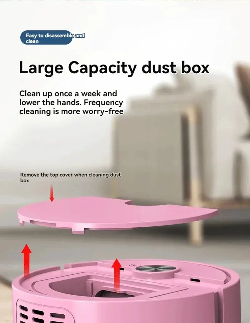 Smart Vacuum Cleaning Robot by Simples Market in pink; mini mopping and sweeping, fully automatic