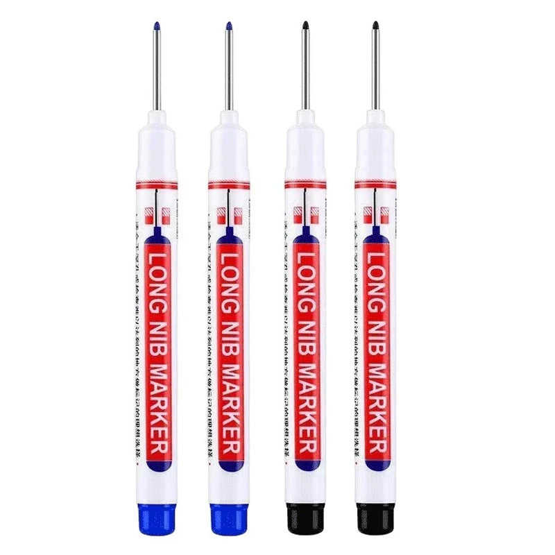 Simples Market 4pc long-nib marker set with metal tips and blue/black caps