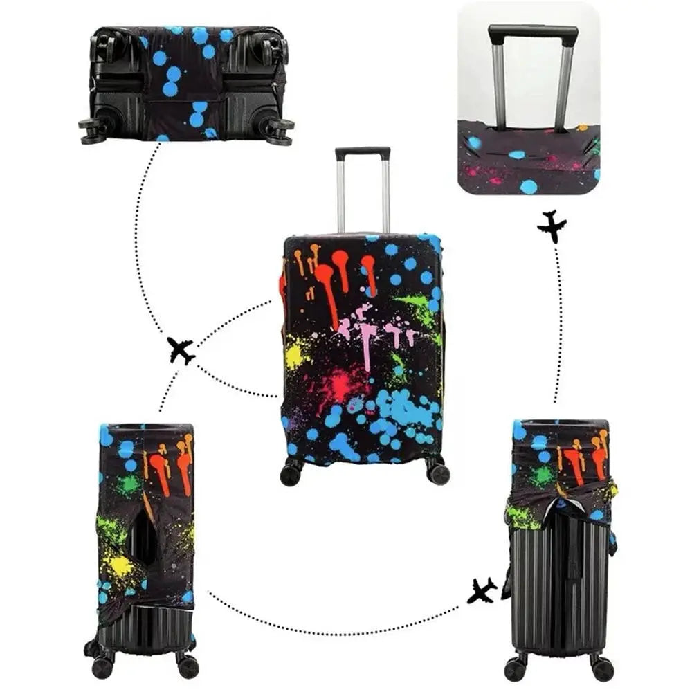 VoyagePro Luggage Cover For 18 To 32 Inch Suitcases Washable Stretch Fabric Protector With Bright Geometric Pattern
