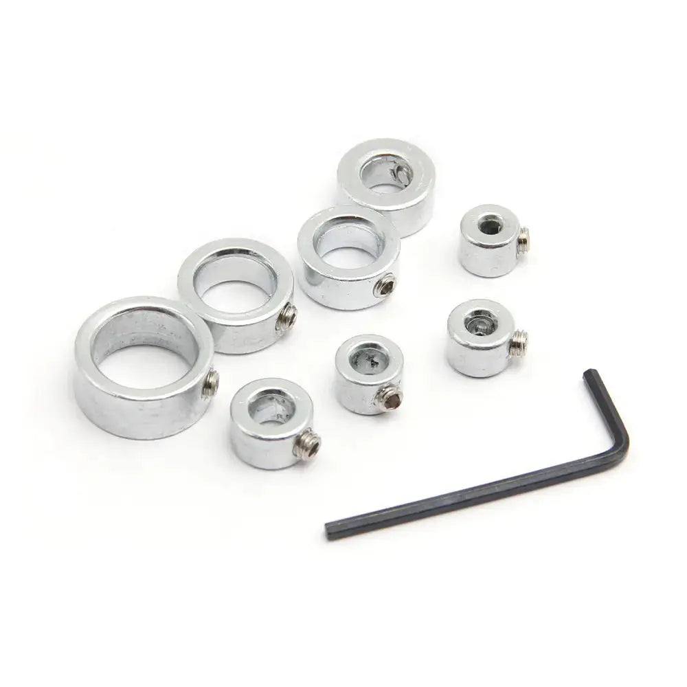 8 Piece Silver Drill Bit Limit Ring Set For Woodworking With Mini Wrench Positioning Ring And Drill Bit Adjustment Tool