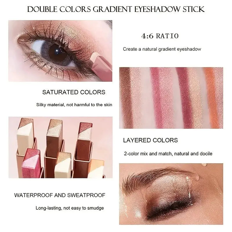 Two Color Gradient Eye Shadow Stick Three Dimensional Natural Look Long Lasting Makeup For Everyday Use
