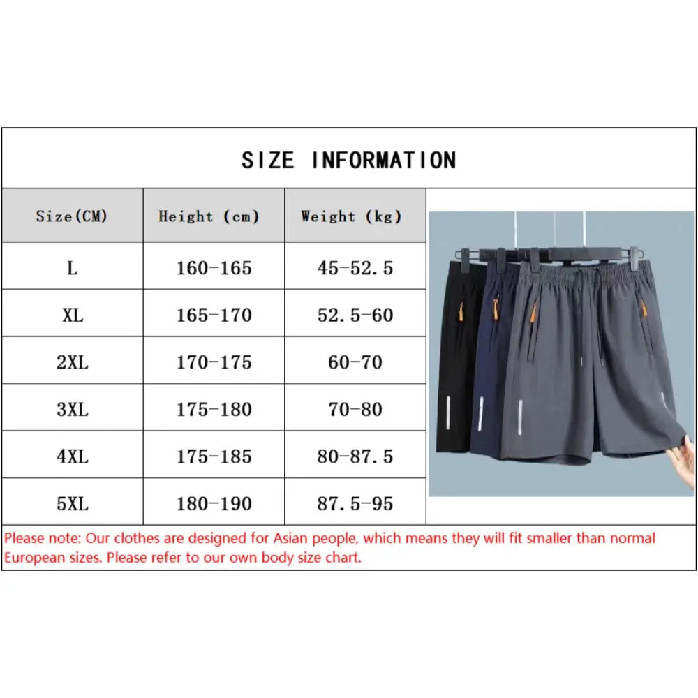 Simples Market men's ultra-thin ice-silk beach shorts, quick-dry with zip pockets, loose gym style; 4 color options.