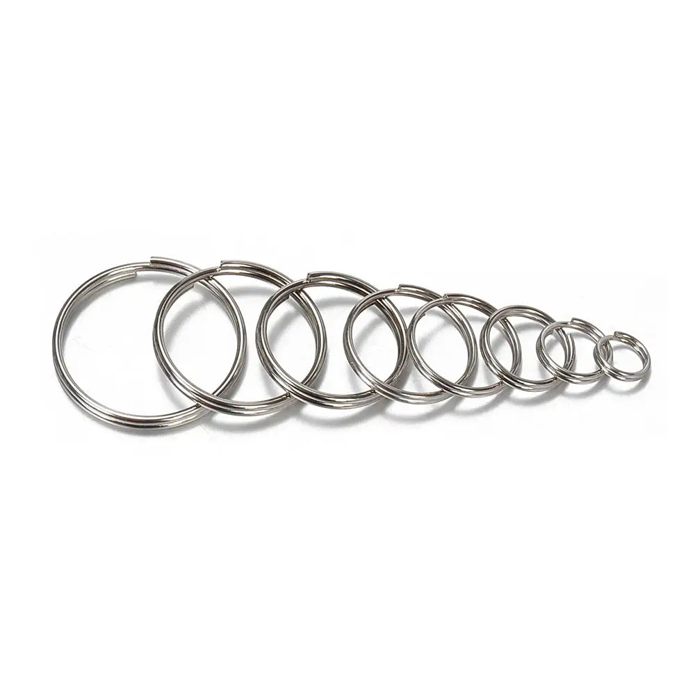 50 Pieces Key Ring Connectors For DIY Keychain Making Findings Rhodium Plated Iron Alloy Round