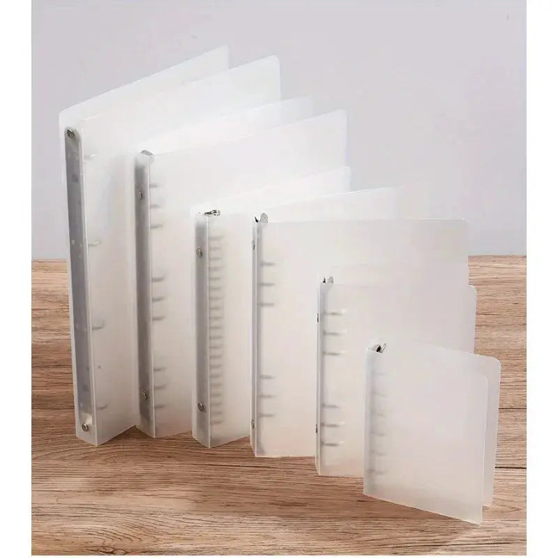 Ringed binder set, Simples Market, white translucent PP plastic, clasp closure, 175-page capacity, seven binders.