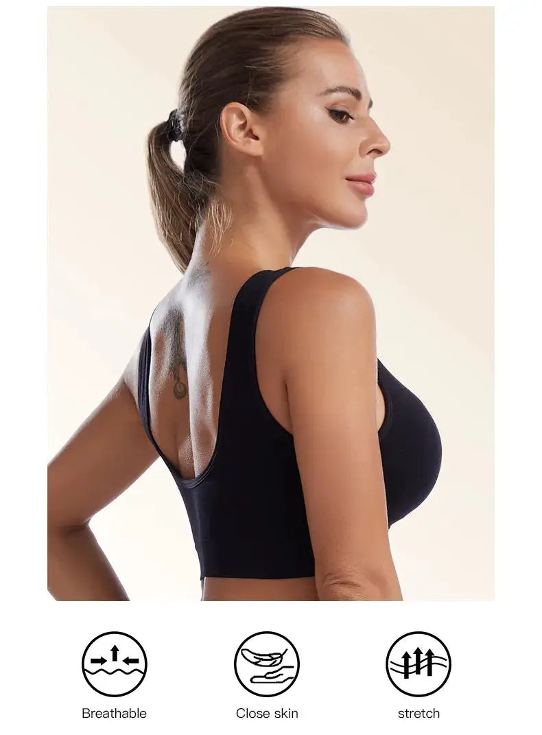 Seamless wireless bra plus-size S-7XL in black for sport and yoga