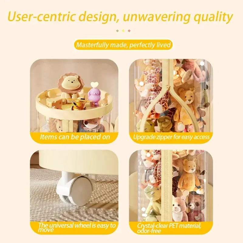 Transparent Doll Storage Box For Plush Toys And Dolls DIY Zipper Tube Organizer Christmas Gift For Kids